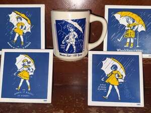 Vintage Morton Salt 150 Years Commemorative Mug& ceramic tiles